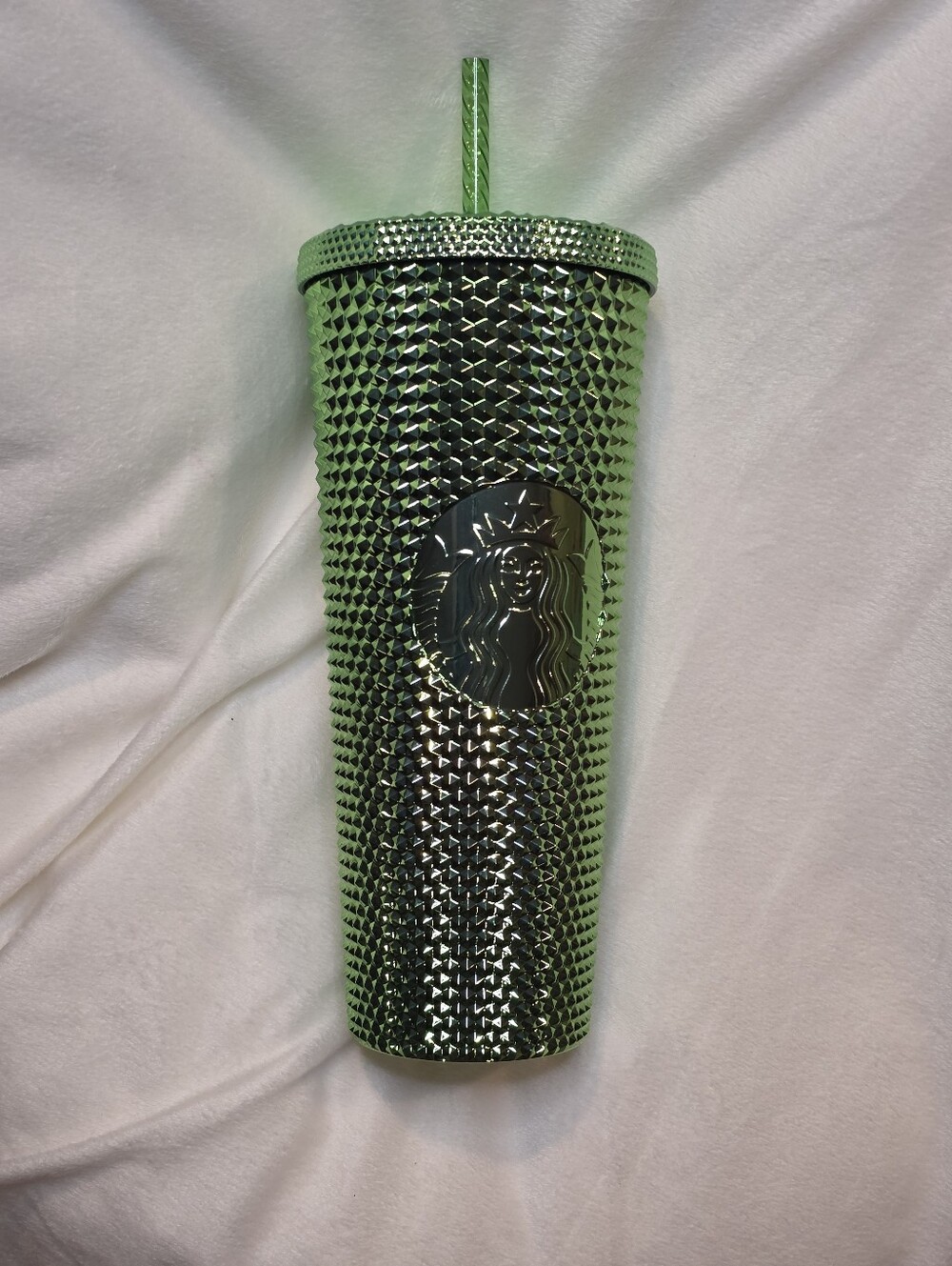 Starbucks 2023 Holiday Green Sparkle Chrome Studded Venti 24oz Tumbler